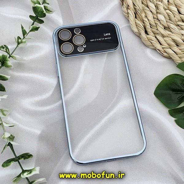 قاب گوشی iPhone 12 Pro Max آیفون طرح طلقی شیشه ای Camera Lens شفاف اورجینال CREATIVE CASE سری Q SERIES رنگ آبی سیرا کد 687